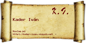 Kader Iván névjegykártya
